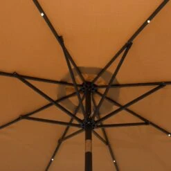Outsunny 24 LED Solar Powered Parasol Umbrella-Brown -OUTSUNNY Store 1624031170 04208900