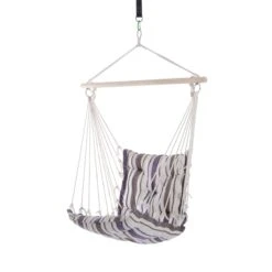 Outsunny Hanging Hammock Swing Chair - Brown/White Stripes
