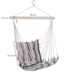 Outsunny Hanging Hammock Swing Chair - Brown/White Stripes -OUTSUNNY Store 1624031201 34833000