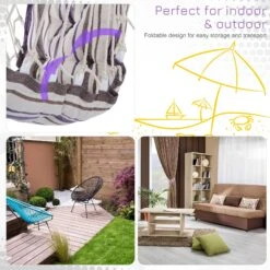 Outsunny Hanging Hammock Swing Chair - Brown/White Stripes -OUTSUNNY Store 1624031213 03966600