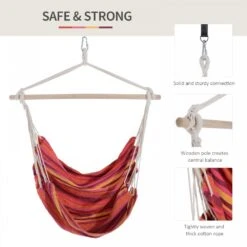 Outsunny Hanging Cotton Hammock Swing Chair - Multi Colour -OUTSUNNY Store 1624031221 43484400