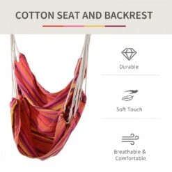 Outsunny Hanging Cotton Hammock Swing Chair - Multi Colour -OUTSUNNY Store 1624031223 56309000