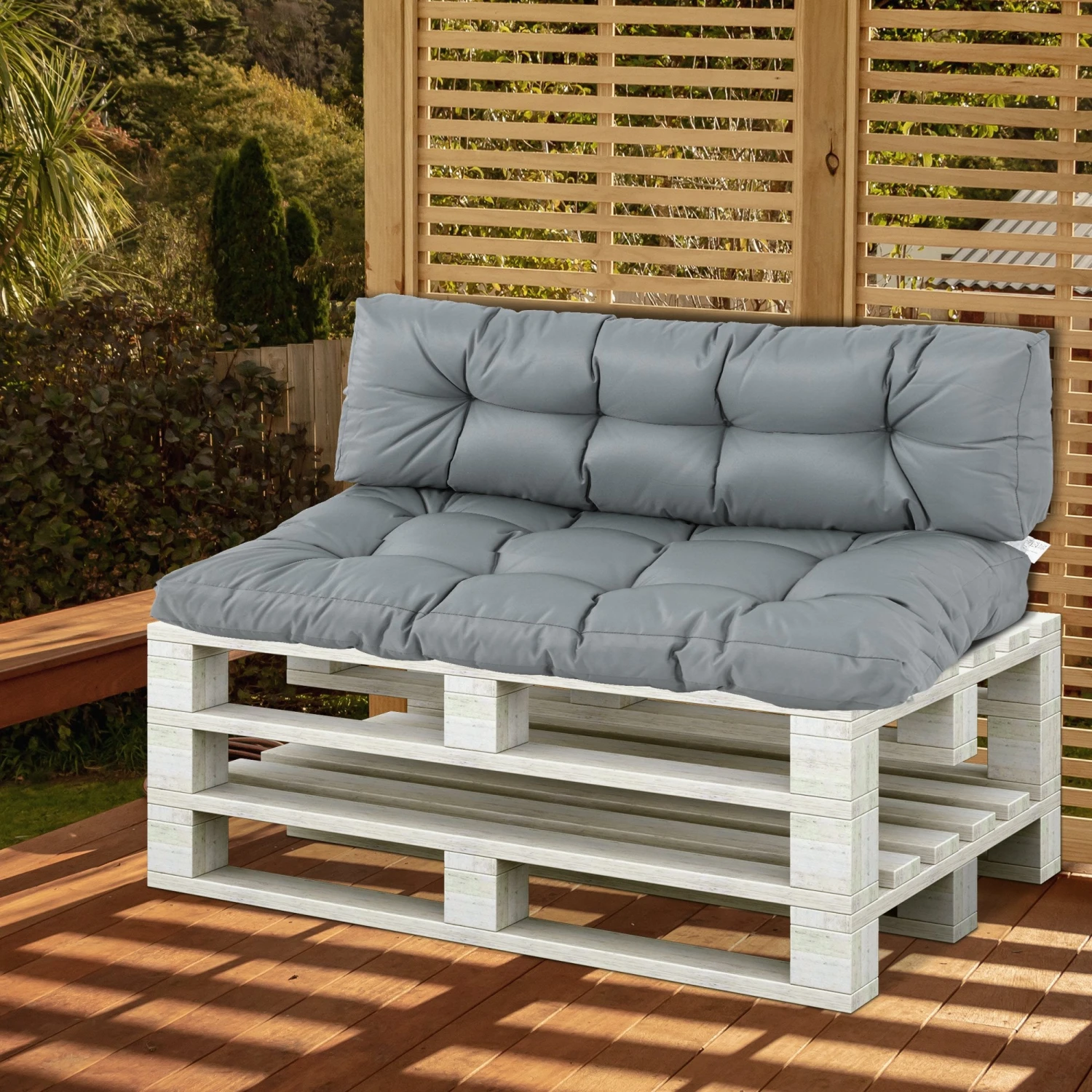 Outsunny-2 Piece Garden Pallet Padded Cushions - Grey 2 Outsunny-2 Piece Garden Pallet Padded Cushions - Grey - Image 2