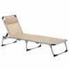 Outsunny Folding Reclining Sun Lounger With Pillow - Khaki