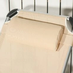 Outsunny Folding Reclining Sun Lounger With Pillow - Khaki -OUTSUNNY Store 1624031269 20549300 e2a4b6f9 466f 49f9 8b07 4b367b9d5f63