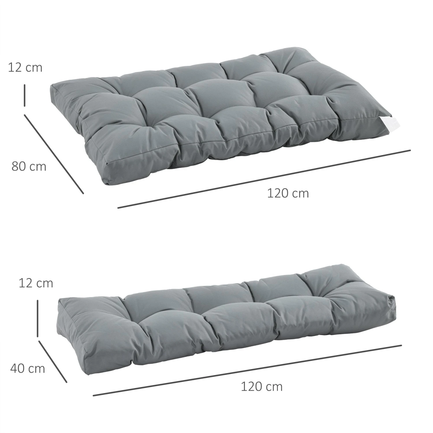 Outsunny-2 Piece Garden Pallet Padded Cushions - Grey 9 Outsunny-2 Piece Garden Pallet Padded Cushions - Grey - Image 9