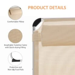 Outsunny Folding Reclining Sun Lounger With Pillow - Khaki -OUTSUNNY Store 1624031278 45307800 e68ec683 f269 4ed4 b203 bd78640dc005