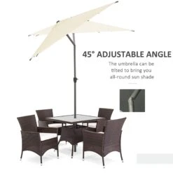 Oasis 3 X 2 M Ajustable Title Crank Garden Parasol - Beige -OUTSUNNY Store 1624031325 92068000