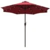 Oasis Garden Umbrella Parasol With LED Solar Lights - Wine Red