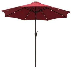 Oasis Garden Umbrella Parasol With LED Solar Lights - Wine Red