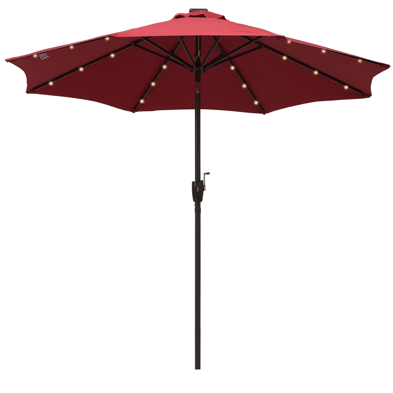 Oasis Garden Umbrella Parasol With LED Solar Lights - Wine Red 1 Oasis Garden Umbrella Parasol With LED Solar Lights - Wine Red