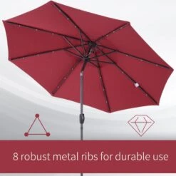 Oasis Garden Umbrella Parasol With LED Solar Lights - Wine Red 13 Oasis Garden Umbrella Parasol With LED Solar Lights - Wine Red -OUTSUNNY Store 1624031396 86911600 3adbcd5f 9340 46e7 92ab e4e9e1400880