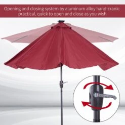 Oasis Garden Umbrella Parasol With LED Solar Lights - Wine Red 14 Oasis Garden Umbrella Parasol With LED Solar Lights - Wine Red -OUTSUNNY Store 1624031398 97061400 40718c91 c935 4e9f 8233 ef09633f7018