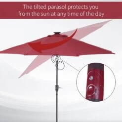 Oasis Garden Umbrella Parasol With LED Solar Lights - Wine Red 15 Oasis Garden Umbrella Parasol With LED Solar Lights - Wine Red -OUTSUNNY Store 1624031401 13686200 b5aa8021 90c6 45af 9366 0439ffba0fa4