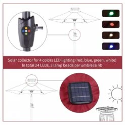 Oasis Garden Umbrella Parasol With LED Solar Lights - Wine Red 16 Oasis Garden Umbrella Parasol With LED Solar Lights - Wine Red -OUTSUNNY Store 1624031403 39981800 0915e64f 2cb2 4d4a afdc 96905d30964f