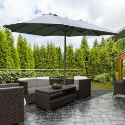 Outsunny 4.6M Sun Umbrella Canopy Double-sided Crank Sun Shade W/ Cross Base Grey -OUTSUNNY Store 1624031469 56108500 6b45a965 9041 4100 b361 afd1c689c0cc