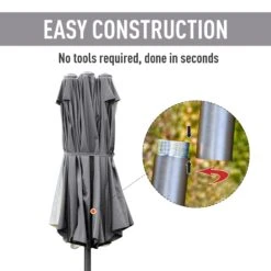 Outsunny 4.6M Sun Umbrella Canopy Double-sided Crank Sun Shade W/ Cross Base Grey -OUTSUNNY Store 1624031493 11717200 aa1afc45 79df 4fff a288 4d162e4b98a4