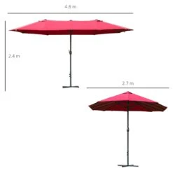 Oasis 4.6 M Double Sided Umbrella Parasol With Cross Base - Red -OUTSUNNY Store 1624031545 05834200 98b64ea3 fd65 4dc2 8cbb b8fa41e766a1