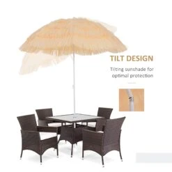 Oasis Hawaiian Style Garden Umbrella Parasol With Tilt - Yellow -OUTSUNNY Store 1624031624 07371300 562643c8 82cd 435d 8e39 641ca58551a3