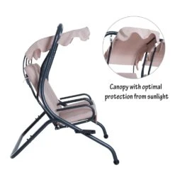 Outsunny-2 Seater Steel Swing Bench - Beige -OUTSUNNY Store 1624031814 88048000