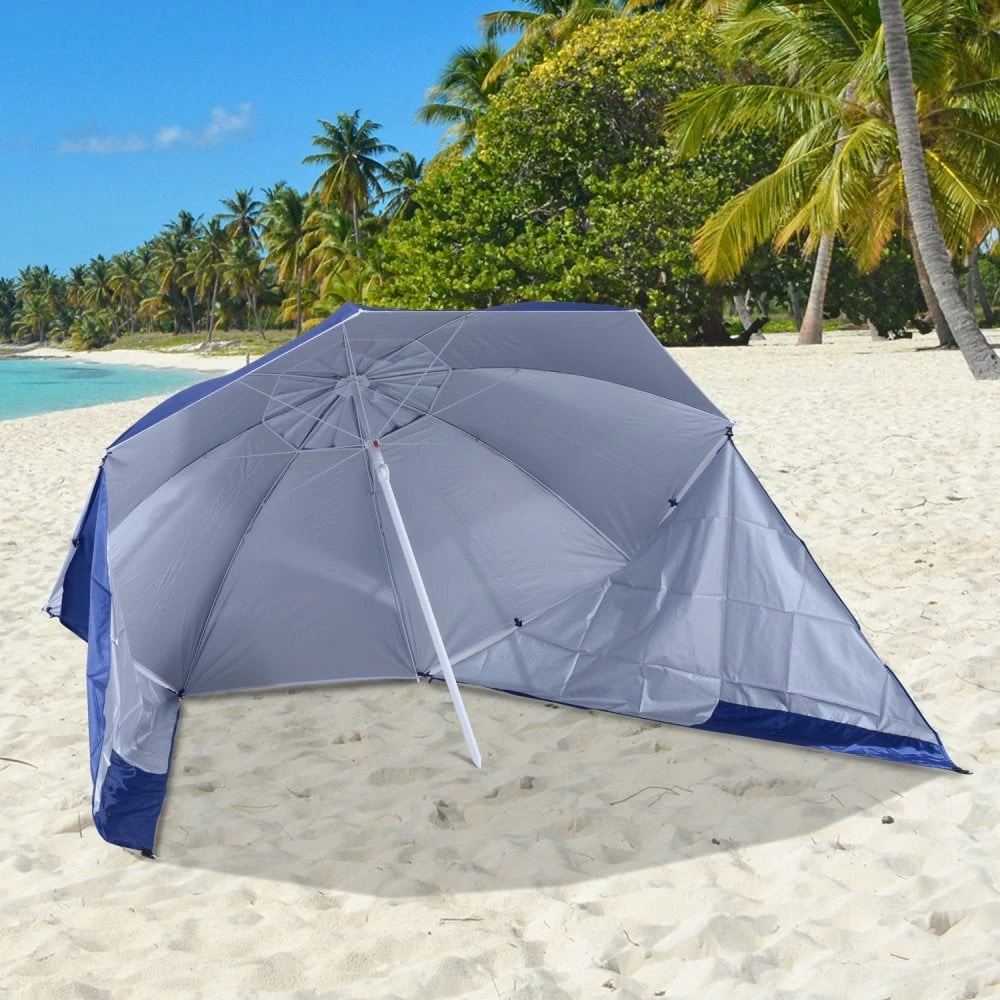 Oasis 2 M Beach Canopy Parasol With Side Panels - Blue 2 Oasis 2 M Beach Canopy Parasol With Side Panels - Blue - Image 2