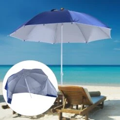 Oasis 2 M Beach Canopy Parasol With Side Panels - Blue 10 Oasis 2 M Beach Canopy Parasol With Side Panels - Blue -OUTSUNNY Store 1624031878 37517000
