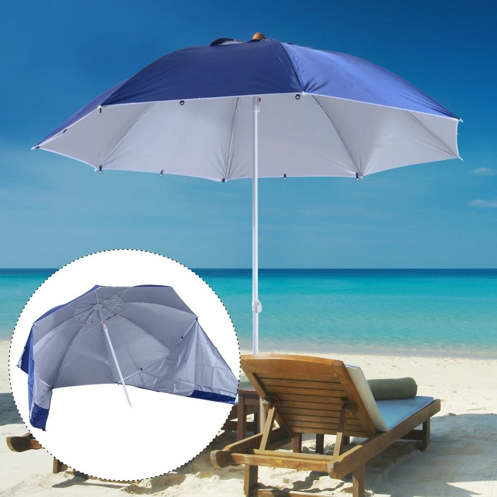 Oasis 2 M Beach Canopy Parasol With Side Panels - Blue 3 Oasis 2 M Beach Canopy Parasol With Side Panels - Blue - Image 3