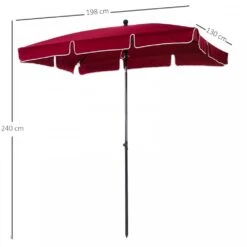 Outsunny Garden Parasol ,Sun Shade Canopy 2 X 1.3m - Red -OUTSUNNY Store 1624269919 99912200
