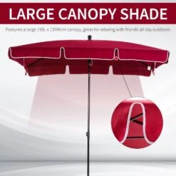 Outsunny Garden Parasol ,Sun Shade Canopy 2 X 1.3m - Red -OUTSUNNY Store 1624269924 16203000