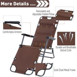 Outsunny 2 In1 Metal Frame Sun Lounger With Pillow - Brown -OUTSUNNY Store 1624270096 31034700 c6ef5a70 5b0f 41c8 8a4a 7883471e818f