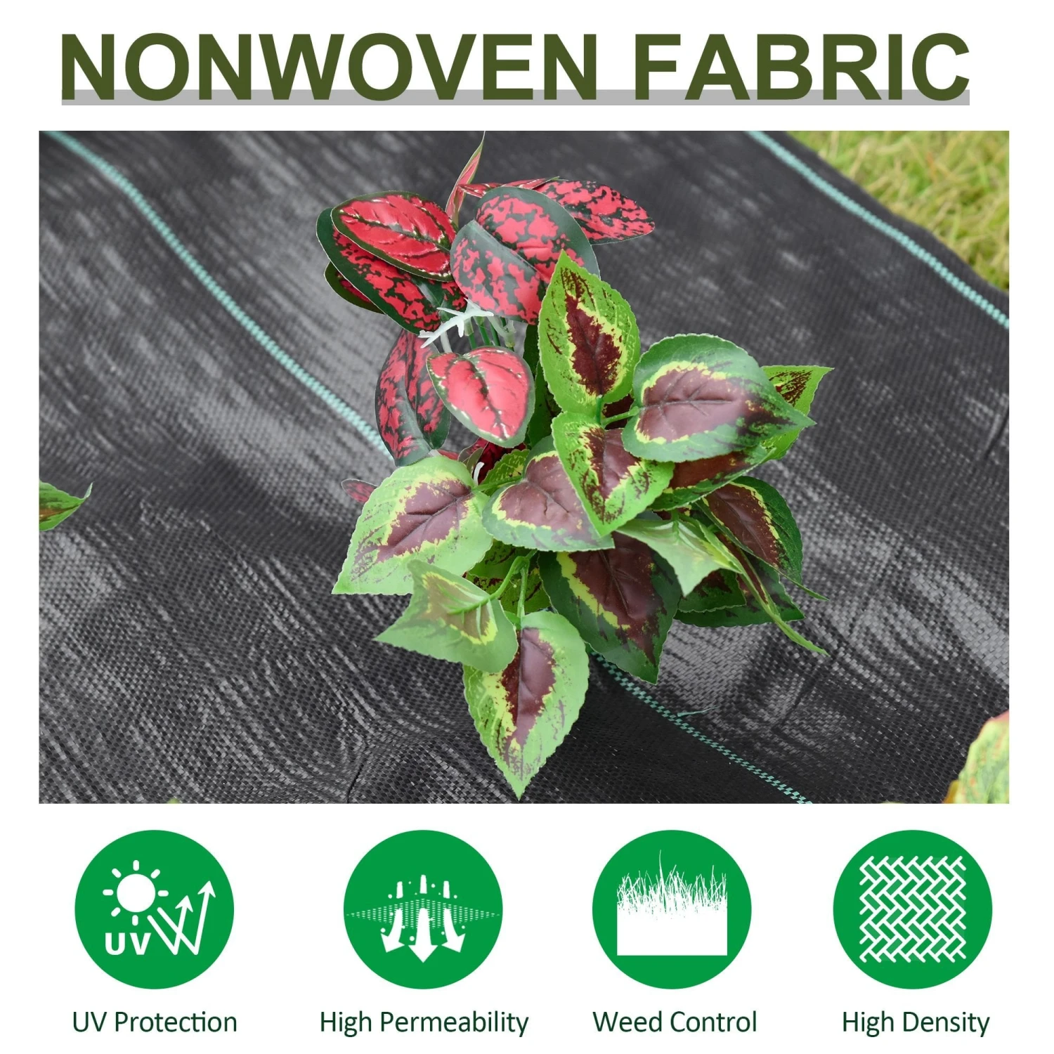 Outsunny 2 X 50 M Fabric Landscape Weed Barrier 5 Outsunny 2 X 50 M Fabric Landscape Weed Barrier - Image 5