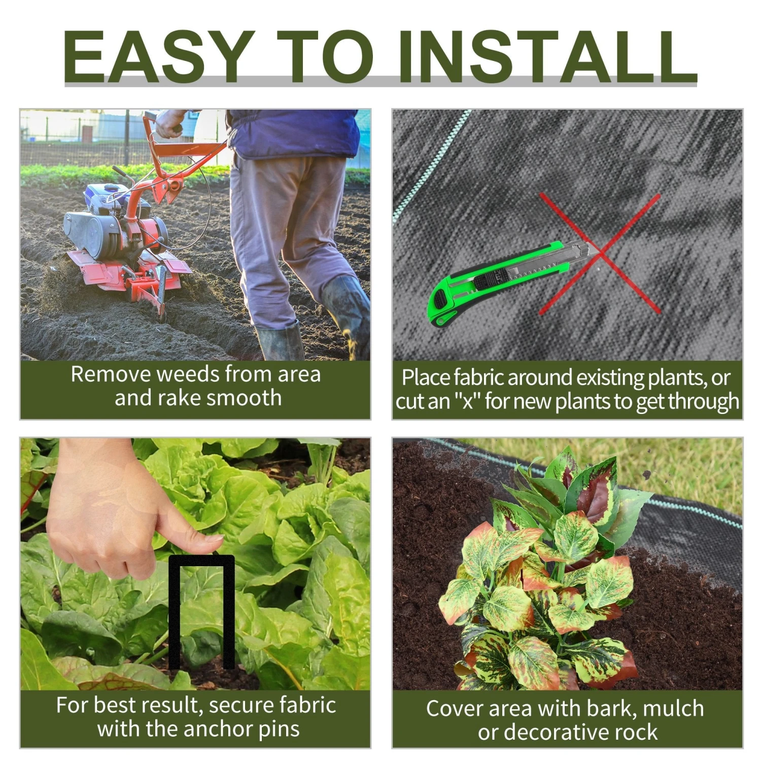 Outsunny 2 X 50 M Fabric Landscape Weed Barrier 6 Outsunny 2 X 50 M Fabric Landscape Weed Barrier - Image 6