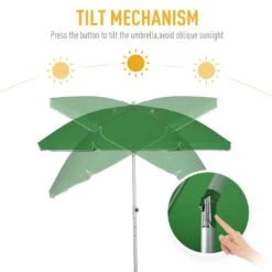 Oasis 1.9 M Beach Umbrella Parasol With Ajustable Angle And Carry Bag - Green 12 Oasis 1.9 M Beach Umbrella Parasol With Ajustable Angle And Carry Bag - Green -OUTSUNNY Store 1624274810 63332600