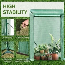 Steel Frame Mesh Cover Greenhouse - Green -OUTSUNNY Store 1624274855 35371000
