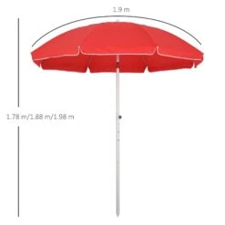 Oasis 1.9 M Beach Umbrella Parasol With Ajustable Angle And Carry Bag - Red -OUTSUNNY Store 1624274873 87525000