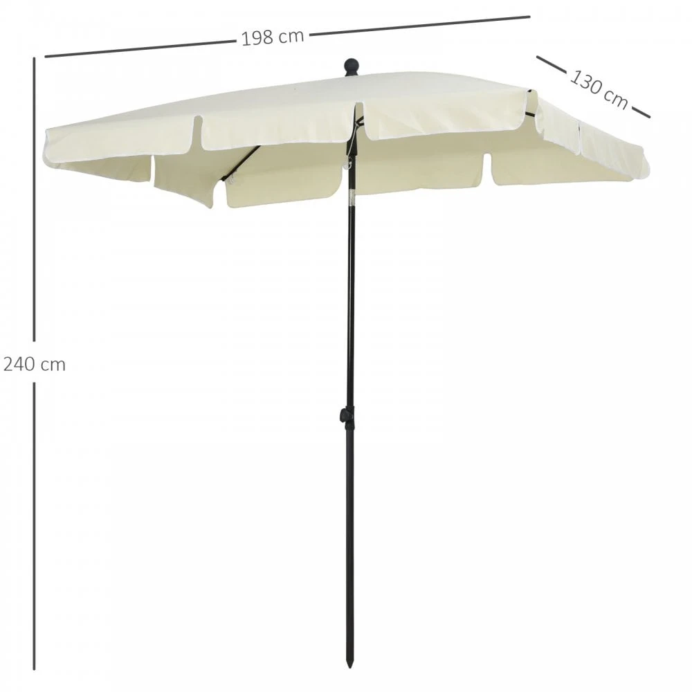 Oasis Rectangular Patio Umbrella Parasol With Tilt - Cream 3 Oasis Rectangular Patio Umbrella Parasol With Tilt - Cream - Image 3