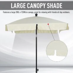 Oasis Rectangular Patio Umbrella Parasol With Tilt - Cream 14 Oasis Rectangular Patio Umbrella Parasol With Tilt - Cream -OUTSUNNY Store 1624274931 17679500