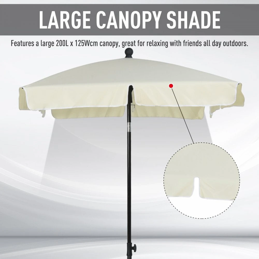 Oasis Rectangular Patio Umbrella Parasol With Tilt - Cream 6 Oasis Rectangular Patio Umbrella Parasol With Tilt - Cream - Image 6