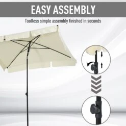 Oasis Rectangular Patio Umbrella Parasol With Tilt - Cream 15 Oasis Rectangular Patio Umbrella Parasol With Tilt - Cream -OUTSUNNY Store 1624274932 57528000