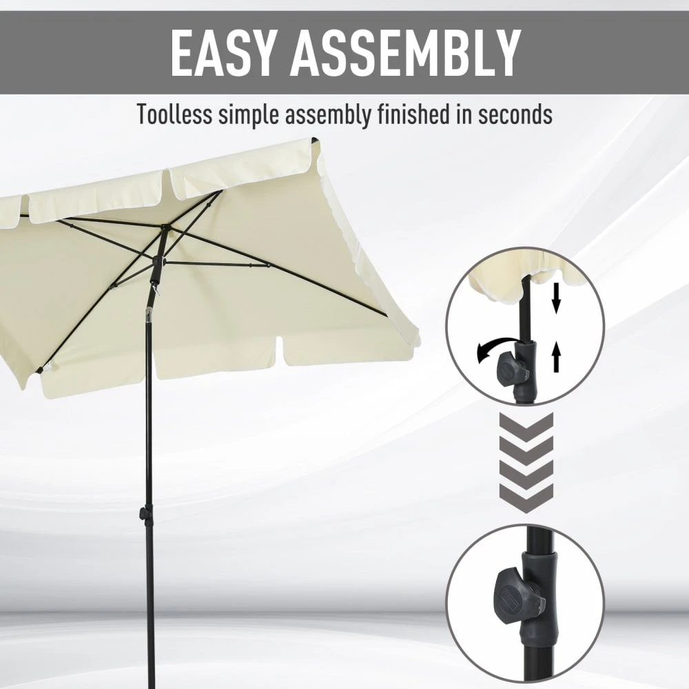 Oasis Rectangular Patio Umbrella Parasol With Tilt - Cream 7 Oasis Rectangular Patio Umbrella Parasol With Tilt - Cream - Image 7