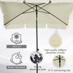 Oasis Rectangular Patio Umbrella Parasol With Tilt - Cream 16 Oasis Rectangular Patio Umbrella Parasol With Tilt - Cream -OUTSUNNY Store 1624274934 11507300