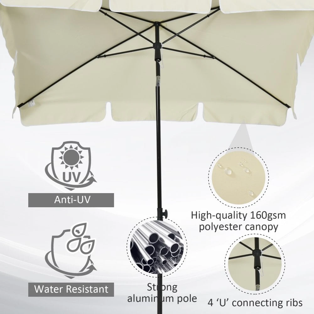 Oasis Rectangular Patio Umbrella Parasol With Tilt - Cream 8 Oasis Rectangular Patio Umbrella Parasol With Tilt - Cream - Image 8