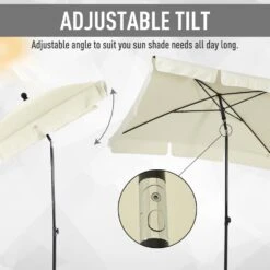 Oasis Rectangular Patio Umbrella Parasol With Tilt - Cream 17 Oasis Rectangular Patio Umbrella Parasol With Tilt - Cream -OUTSUNNY Store 1624274935 73050000