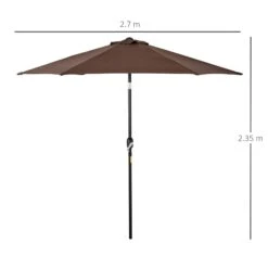 Outsunny Adjustable Tilt Crank Garden Parasol 2.7 M - Coffee -OUTSUNNY Store 1624275023 18145000