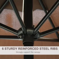 Outsunny Adjustable Tilt Crank Garden Parasol 2.7 M - Coffee -OUTSUNNY Store 1624275028 57137300