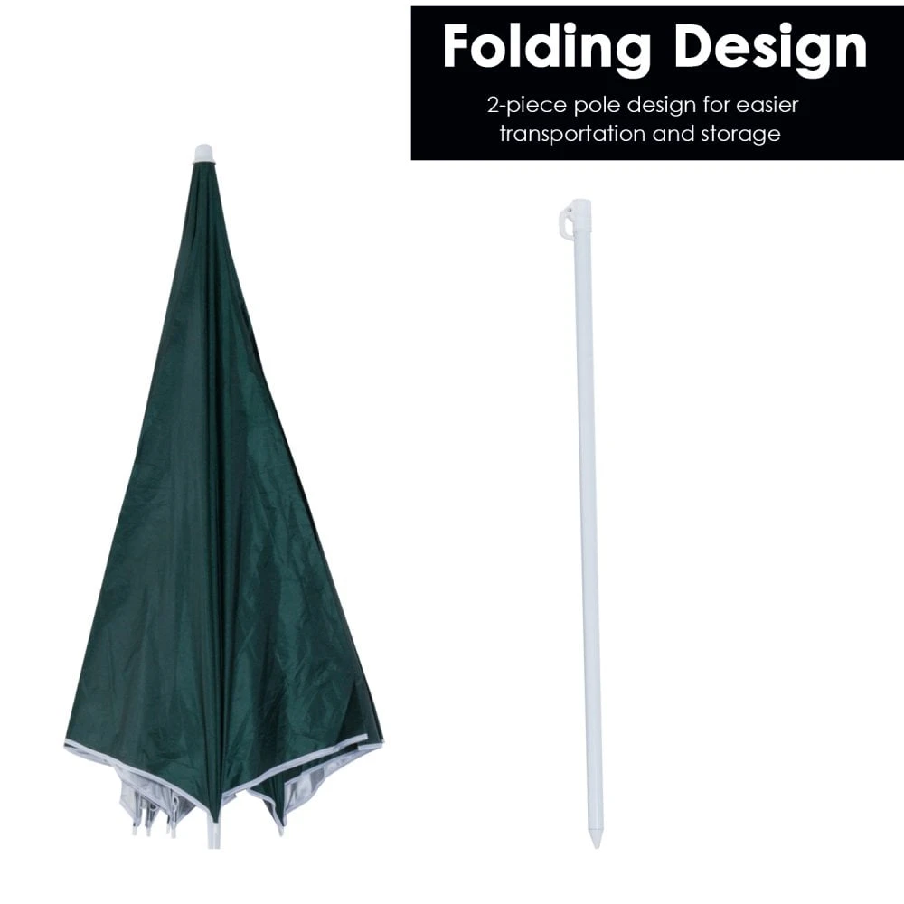 Oasis 2.2 M Outdoor Fishing Parasol Umbrella With Side Panel - Dark Green 6 Oasis 2.2 M Outdoor Fishing Parasol Umbrella With Side Panel - Dark Green - Image 6
