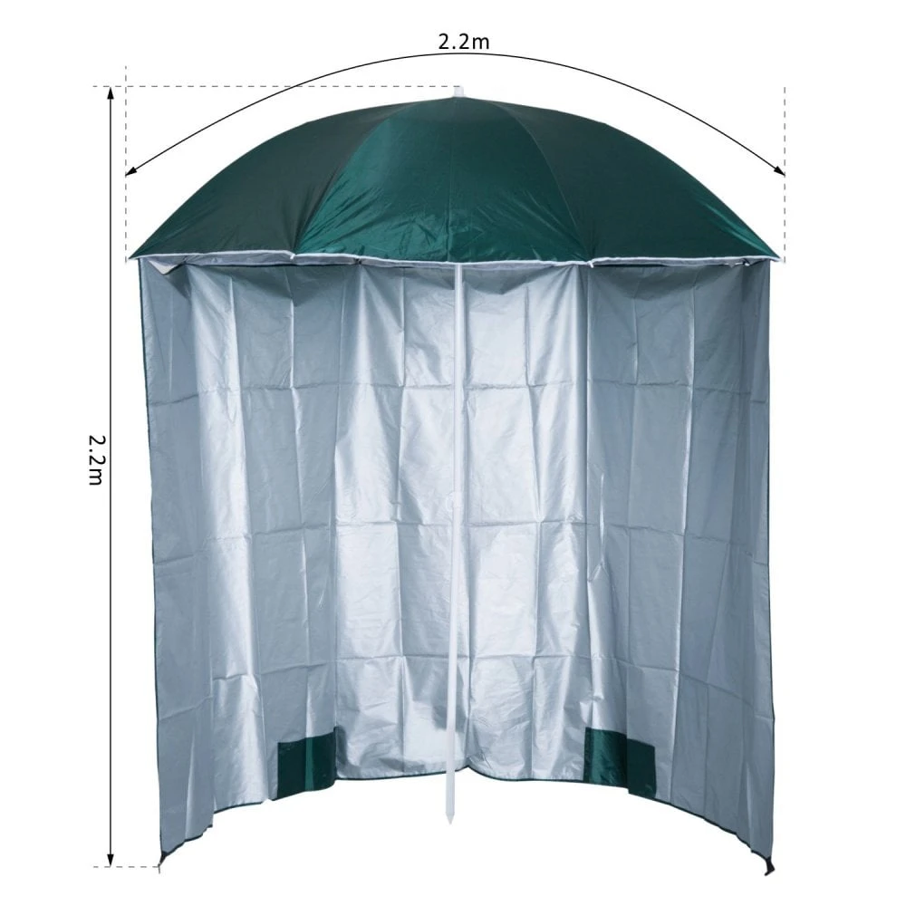Oasis 2.2 M Outdoor Fishing Parasol Umbrella With Side Panel - Dark Green 3 Oasis 2.2 M Outdoor Fishing Parasol Umbrella With Side Panel - Dark Green - Image 3