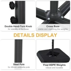 Outsunny 4PCs Fillable Parasol Base W/ Steel Cross Base Garden Umbrella Stand Weight Umbrella Sand Water Plastic Black 17 Outsunny 4PCs Fillable Parasol Base W/ Steel Cross Base Garden Umbrella Stand Weight Umbrella Sand Water Plastic Black -OUTSUNNY Store 1624275443 85936000 642b7770 81b7 4b59 85e4 67f1df3a40e8