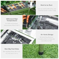 Outsunny Large Stainless Steel Charcoal BBQ Grill - Silver -OUTSUNNY Store 1624275468 20610300 de00f669 dba0 443e a717 688721606bed