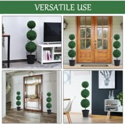 Outsunny Set Of 2 Artificial Topiary Trees, With Pot -OUTSUNNY Store 1624275589 41837900